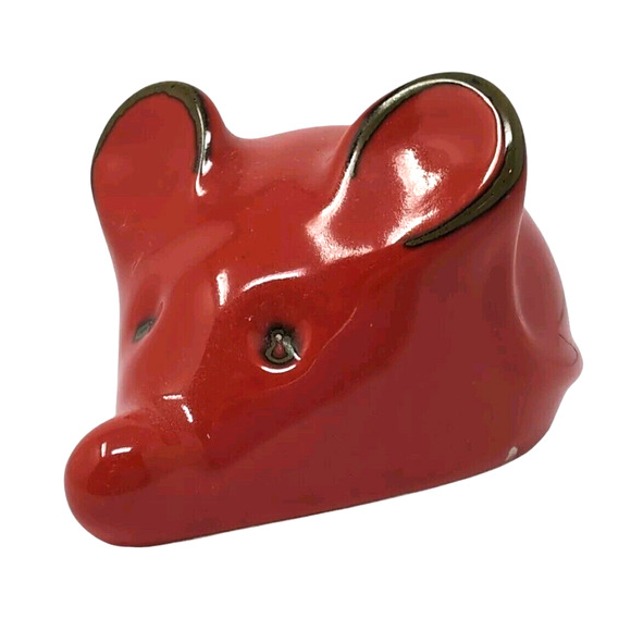 Red Ceramic Mouse Collectible Kitchen Decor Farmhouse Made in Italy Tiny Flaw - Picture 2 of 11